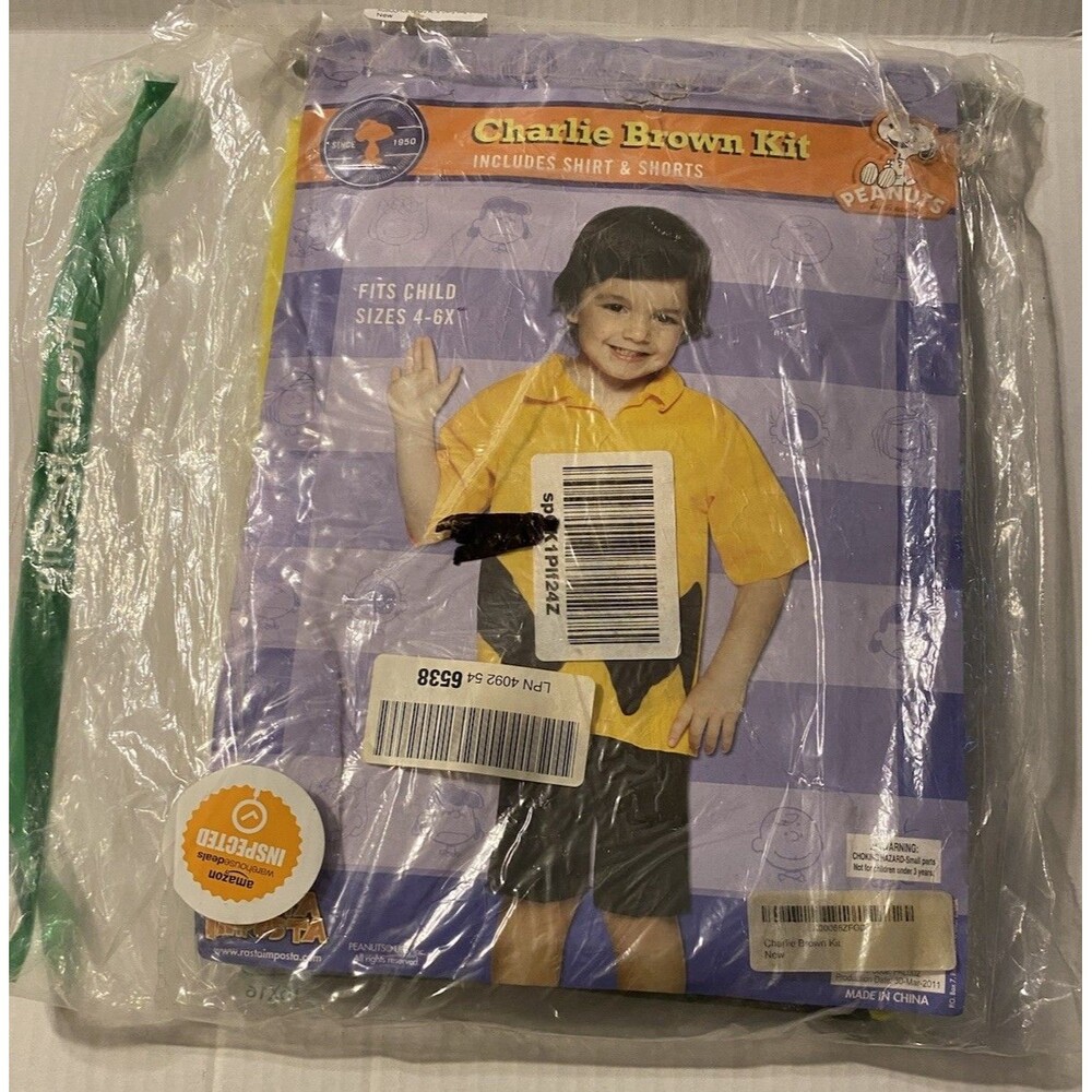Peanuts Charlie Brown Halloween Costume Cosplay Child 4-6X Rasta Imposta EUC